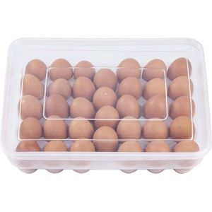 Eiercontainer Grote keuken Eierhouder Eierinzet voor koelkast Stapelbaar eierrek met deksel voor 34 eieren
