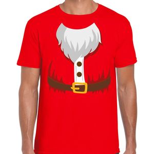Kerstkostuum Kerstman verkleed t-shirt - rood - heren - Kerstkostuum / Kerst outfit XXL