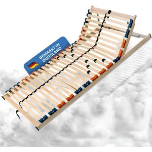 Coemo 7-zone Lattenrost MULTIRA - Houten Lattenbodem met Verstelbaar Hoofdeinde, 5-Voudige Hardheidsverstelling, 28 Flexibele Latten en Geschikt voor Alle Matrassen, 90x200 cm, voordelige kit