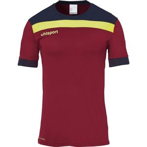 Uhlsport Offense 23 Shirt Korte Mouw Kinderen - Bordeaux / Marine / Fluogeel | Maat: 164