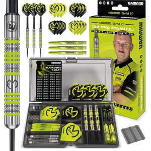 Dartbord cadeauset - Michael Van Gerwen MvG - 50-delige dartset met 4 sets schachten en 4 sets vluchten plus accessoires