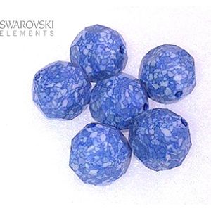 Swarovski kristal, ronde facetkralen 10mm (5000), ceramics blauw/wit. Per 12 stuks
