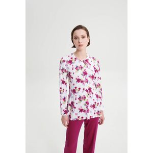 Vamp! Pyjama Dames Volwassenen Micromodal | Lange Mouw Lange Broek | Grote Maten | Fuchsia Berry 19031 3XL