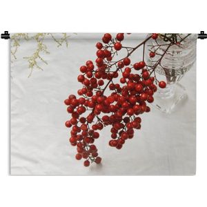 Wandkleed Stillevens Bloemen - Stilleven rode bessen Wandkleed katoen 60x45 cm - Wandtapijt met foto