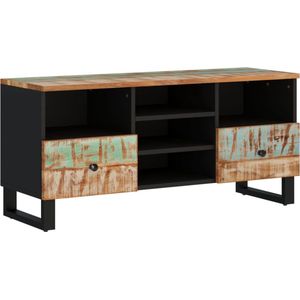 vidaXL - Tv-meubel - 100x33x46 - cm - massief - hout - gerecycled - en - bewerkt - hout