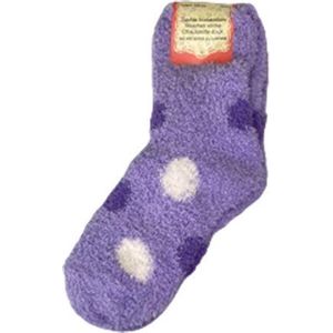 Super Soft huissokken STIP - Warme fluffy sokken - Paars / Wit - Maat 37 - 38 - 2 paar