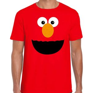 Rode cartoon knuffel gezicht verkleed t-shirt rood voor heren - Carnaval fun shirt / kleding / kostuum L