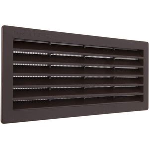 Ventilatierooster kunststof bruin - met insectengaas - 1 stuk