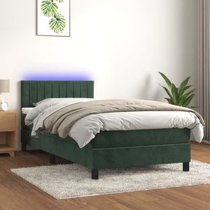 vidaXL Boxspring met matras LED 80x200cm groen Boxspring Bed - Velvet Bed - Elektrisch Verstelbare Bed - Led Lampen Bed - Slaapcomfort - Tweepersoons Bed - Groot Bed - Donkere Kleuren