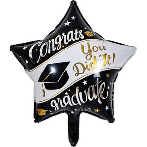 BTH - Ballon - Geslaagd Versiering - Ballonnen - Graduation Ballonnen - Folie - You Did It! - Zwart - Wit