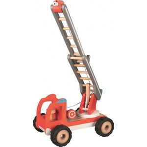 brandweerwagen jongens 27 cm hout rood/zilver