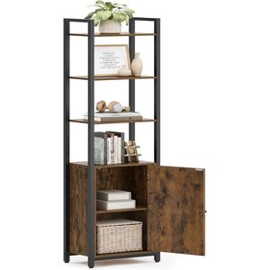 MAZAZU - Boekenkast - Rek met Deuren - Bruin en Zwart - 24x40x159,5