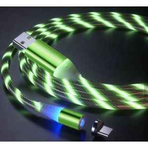 Lichtgevende oplaadkabel magnetisch - Usb c kabel lichtgevend - Groen - 1 meter