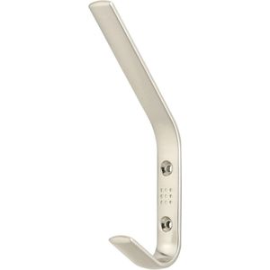 1x Luxe kapstokhaken / jashaken hoog model - hoogwaardig metaal / zamac - zilver / RVS look - 6,3 x 15 cm - zilveren kapstokhaakjes / garderobe haakjes