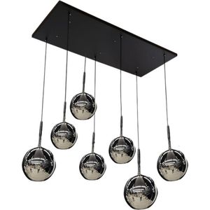 Hanglamp Smoking Glass - 7-lichts - Smoke Glas - 7 bollen - Rechthoekige plaat - Rookglas