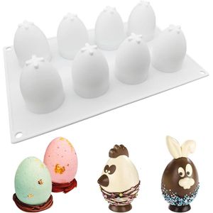 Chocoladevorm Paasei Siliconen Mal voor Chocolademousse Snoep Gebak Paastaart Pasen Decoratie, 3D Eivorm