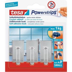 Tesa Powerstrips Haken Classic Small - Chroom - 3 Stuks