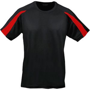 Just Cool Vegan Unisex T-shirt 'Contrast' met korte mouwen Black/Red - L