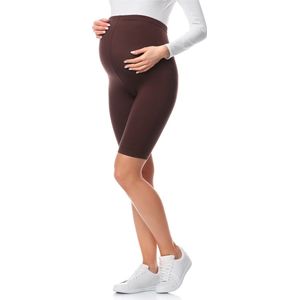 Be Mammy BE-BE20-228-LE Dames Zwangerschapsleggings - Kort - Katoen - Elasthan - Yogabroek - Bruin - XL