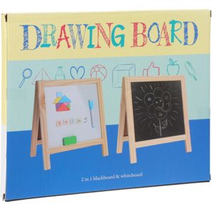Dubbelzijdig Schoolbord - Krijt- en Whiteboard in 1 - afm.32 x 27 cm