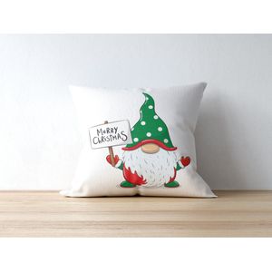 Kerst Kussen met afbeelding: gnome | Kerst Decoratie | Kerst Versiering | Grappige Cadeaus | Geschenk | Sierkussen