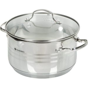 roestvrijstalen kookpan | pastaban met zeef | 22 cm 4,75 liter | vleespan soeppan braadpan | zilver