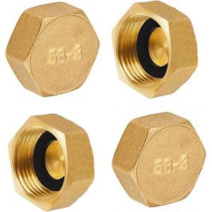 1 inch messing doppen zeskant 4 stuks verwarming blinde stoppen met afdichting eindkap met binnendraad afsluitdop met sluitringen