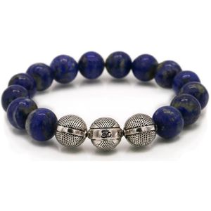 Edelsteen armband - Lapis Lazuli 12MM - 925 Sterling Zilver - Natuursteen armband - Valentijn cadeautje voor hem - Heren armband kralen - Cadeau voor man - InfinityBeads.nl