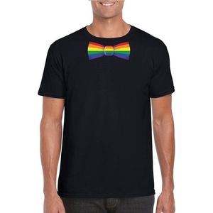 Zwart t-shirt met regenboog strikje heren  - LGBT/ Gay pride shirts XXL
