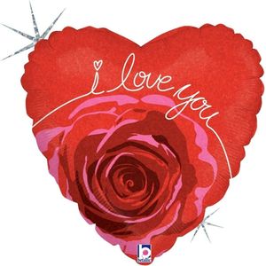 Oaktree - Folieballon hart I Love You Rose Blossom