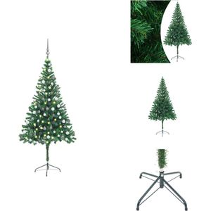 vidaXL Kerstboom Nordmann - Kunstboom - 180 cm - Met LED-verlichting - Inclusief kerstballen - Decoratieve kerstboom