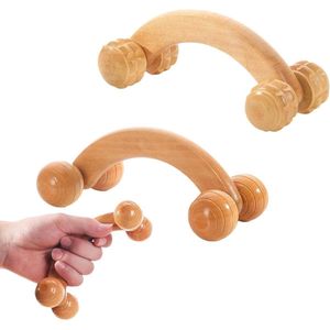 2 stuks houten spiermassagerollen voor handmatige massage - anti-cellulitis massagerol - ontspannende massage voor het hele lichaam - 16 cm