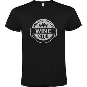 Zwart T shirt met ""Member of the Wine Club "" print Zilver size XS