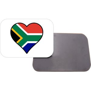 Magneet Met Opdruk | 5x7 cm | Geschenk | Koelkastmagneet | Hart Vlag Zuid Afrika