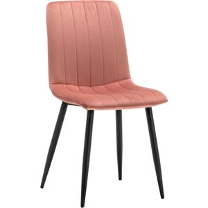 Furnihaus Eetkamerstoelen Set van 2 Fox - Roze - Metaalpoot - Fluweel