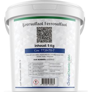 Online chemicaliën Ijzersulfaat 5kg - Ferromel voor een mosvrij gazon - anti mos - mos uit gazon verwijderen - Meststof - Hoge kwaliteit voor het bestrijden van mos in het gazon - Verpakking goed voor 250m2 gazon
