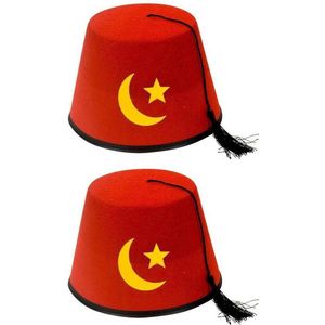 4x stuks turks fez verkleed hoedje van vilt - Carnaval hoedjes