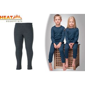 Heat Essentials - Thermokleding Kinderen - ThermoBroek - 128-134 - Antraciet Grijs - Thermo Ondergoed - Thermo Legging - Thermo Broek