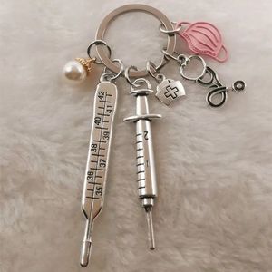 Creative Medical Tool Charm Keycahin, Stethoscoop Spuit Masker Sleutelhanger Voor Verpleegkundige Souvenir Geschenken