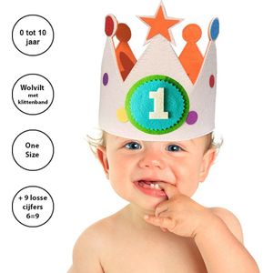 Puk Art© | Verjaardagskroon | Kroon | Baby | 0 tot 10 jaar | Losse cijfers | Kraamcadeau