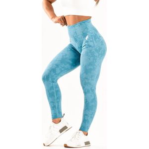 Wild camo sportlegging dames - squat proof, stylish camouflage & high waist - blue / blauw