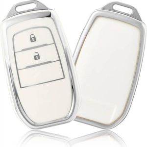 Autosleutel hoesje - TPU Sleutelhoesje - Sleutelcover - Autosleutelhoes - Geschikt voor Toyota - wit - A2 - Toyota C-HR, Toyota Corolla, Toyota Rav, Toyota Rav4, Toyota Yaris, Toyota Aygo, Toyota Camry, Toyota Land Cruiser, Toyota Proace, Toyota Pro