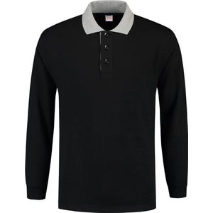 Tricorp Polo Sweater Contrast  301006 Zwart / Grijs - Maat 3XL