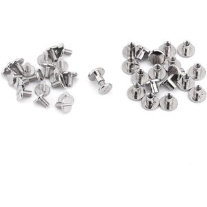 20 sets messing platte kop nagelklinknagels - DIY leer metalen klinknagels voor riem, tas, schoenen decoratie (65 mm)