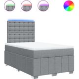 vidaXL - Boxspring - met - matras - stof - lichtgrijs - 120x190 - cm