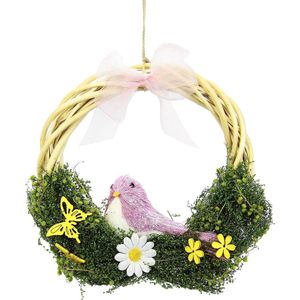 Paaskrans vogel bloemen strik decoratie krans krans wandkrans deurkrans slinger kunstmatige Pasen paasdeur paasdecoratie lente deur deur decoratie entree bloem muur venster