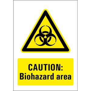 Biohazard area bord - kunststof 210 x 297 mm