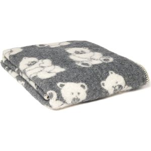 WOOOL® | Wollen Babydeken | LITTLE BEAR (Grijs) | 130x90cm | Kinderdeken | 88% Nieuw-Zeelandse Wol - 12% Katoen | Dekentje