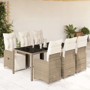 vidaXL 7-delige Bistroset met kussens - Beige Tuinstoel - Bistroset - Lounge Set - Buitendecoratie - Outdoor Furniture