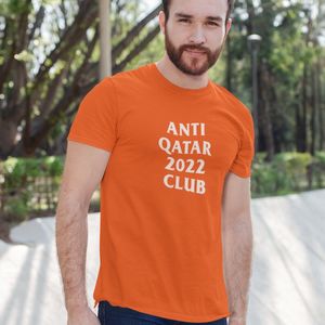 WK T-shirt - Anti Qatar 2022 Club - Oranje Heren (MAAT XL) - WK Feestkleding